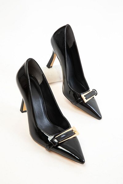 SOHO Black Patent Leather Women's Classic Heeled Shoes 20818