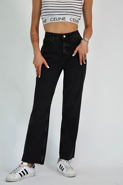 Trendyol Collection Anthracite High Waist Straight Jeans Twoaw26Je00185