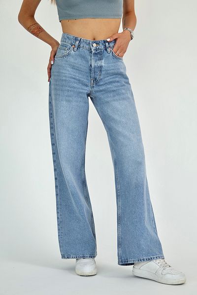 Trendyol Collection Blue High Waist Wide Leg Jeans Twoaw26Je00189