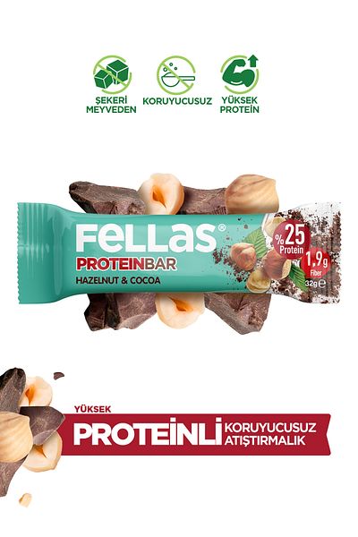 Fellas 32 gr x 12 Protein Bars - Hazelnut and Cocoa