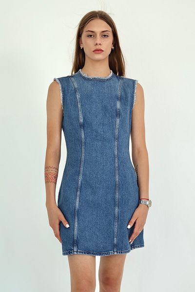 Trendyol Collection Blue Straight Short / Mini Denim Dress Twoaw26El00193