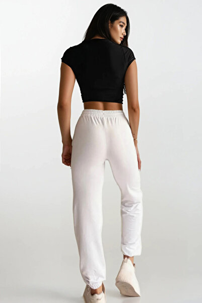 Trend Alaçatı Stili Kadın Ekru Beli Ve Paçasi Lastikli Basic Eşofman Alti ALC-X5902