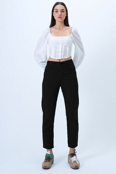 Trend Alaçatı Stili Women's Black 5 Pocket Gabardine Skinny Fit Pants Alc-X14305