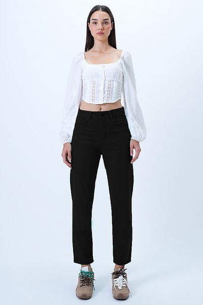 Trend Alaçatı Stili Women's Black 5 Pocket Gabardine Skinny Fit Pants Alc-X14305