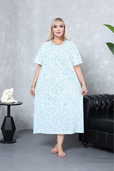 ZBTEKS Seasonal 100% Cotton Very Loose Cut Wide Fit Short Sleeve Mother Nightgown