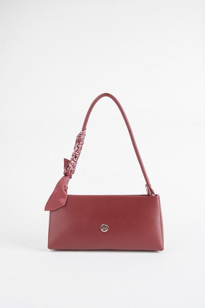 Vivaq Women's Elegant Burgundy Scarf Gift Faux Leather Baguette Zipper Closure Hand and Shoulder Bag