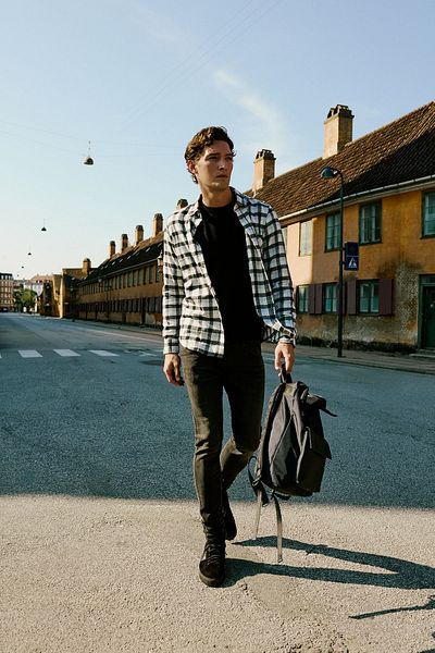 AC&Co / Altınyıldız Classics Black-Grey Slim Fit Men's Flannel Shirt - Buttoned Collar, Warm Checkered Winter Woodcutter Farming