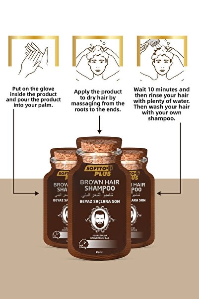 Softto Plus Brown Hair Instant Effect White Concealer Dark Brown Shampoo Dye 25Mlx10Pcs