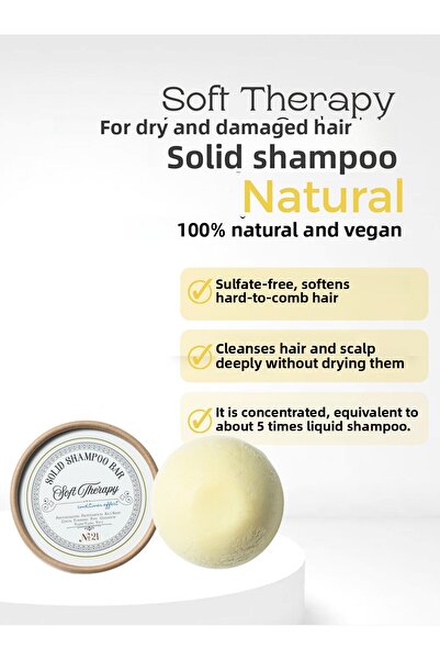 Rosece Soft Therapy Solid Shampoo Bar - Sulfate-Free and Salt-Free, Natural Weathered Dyed Process, Large Size 130gr