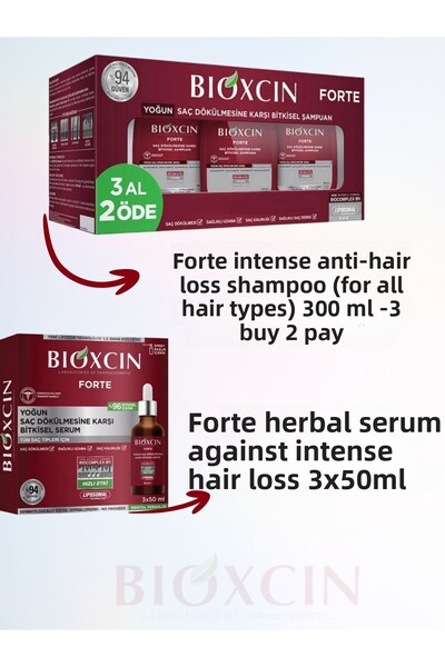 Bioxcin Forte Herbal Shampoo & Serum 100% Gift with Washing Gel