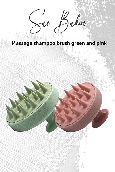 Düvenci Toptan Perie de șampon pentru masaj din silicon moale roz și verde