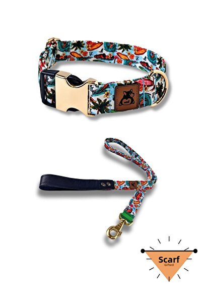 UTDpet Palm Beach Dog Collar and Travel Dispatch Strap Set (With Scarf Gift)