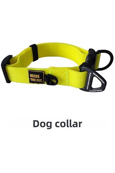 INTERLAKEN طوق للكلاب باللون الأصفر مع حلقات على شكل حرف D مقاومة للماء - متوسط