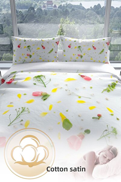 PerlaSera Σετ Παπλωματοθήκη Garden 3d Cotton Satin Διπλό