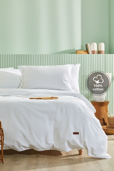 Yataş Optical White Double Ranforce Washable Duvet Cover Set