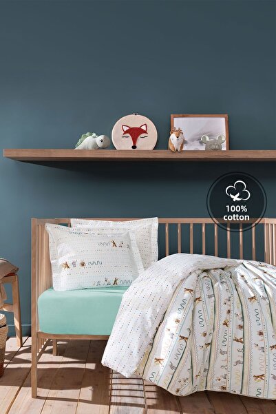 Yataş Mini Nutta Baby Ranforce 100% Cotton Duvet Cover Set - Sage