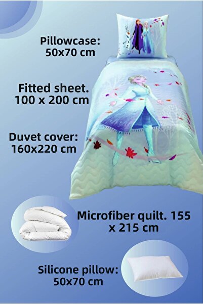 Taç Σετ ύπνου μονό καπιτονέ με πλήρη άδεια Frozen + πάπλωμα + μαξιλάρι