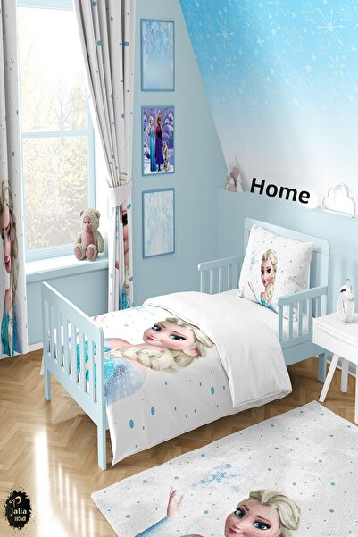 Talia Home طقم غطاء لحاف للأطفال والرضع منقوش باللون الأزرق فروزن إلسا TLAN-307