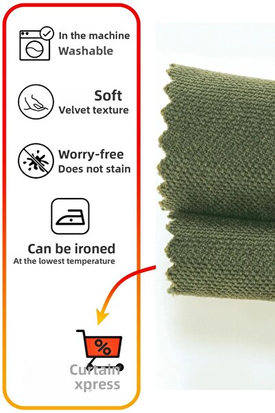 Perdexpress Soft Concept Velvet Textured Christmas Special Khaki Green Tablecloth