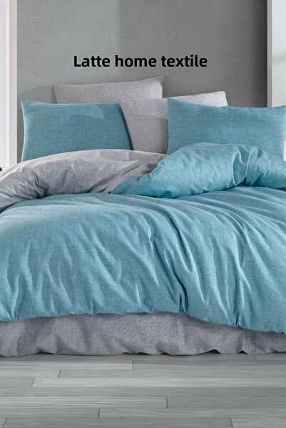 LATTE TEKSTİL طقم سرير ألميرا فردي مزدوج الجوانب من القطن Ranforce - لونين