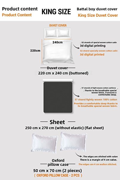 MonoHome Двойно спално бельо - 100% луксозен памук сатен, кафе, 220x240 см