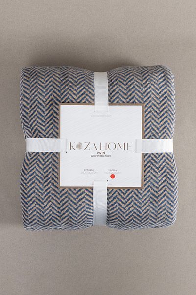 Koza Home Twin Blanket Soft Cotton Single Blanket Brown Blue 150 X 200 5017a