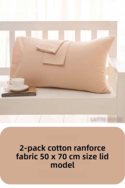 LATTE TEKSTİL Fetă de pernă din bumbac Ranforce bej - Pachet 2 Dimensiune 50x...
