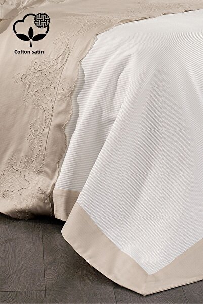 Nazik Home Dynasty Embroidered Double 7 Piece Duvet Cover Pique Set