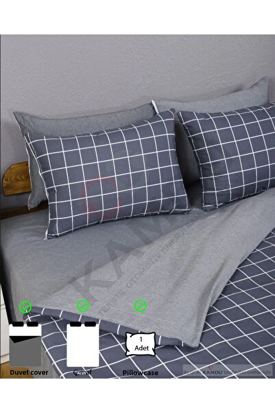 Qottox Premium Single Cotton Duvet Cover Set - Elastic Sheet and Pillowcases
