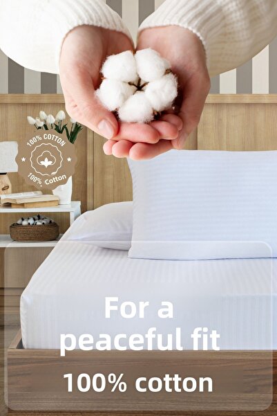 VAVEY Soft Cotton Fitted Sheet Set 180X200Cm Pillowcase 50X70 cm Double White