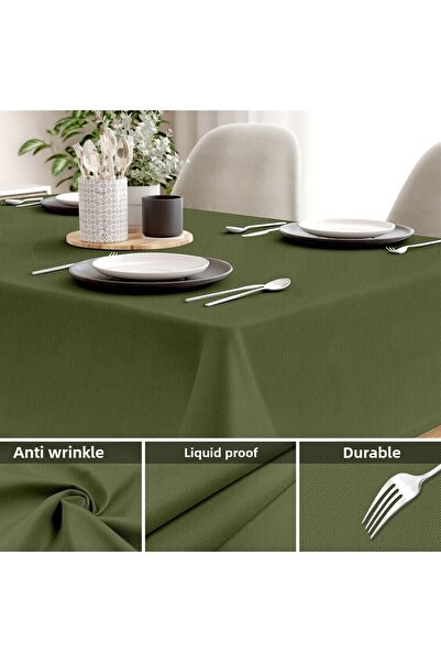 Evim Canvas Dark Khaki Liquid Proof Stain Resistant Table Cloth