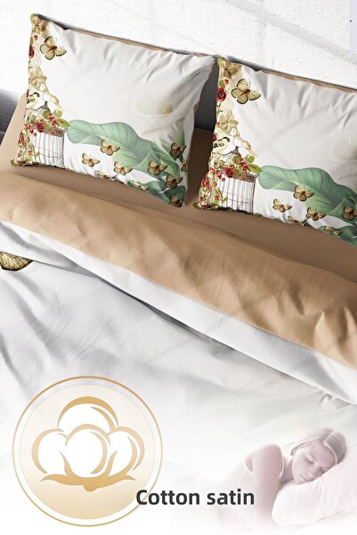 PerlaSera Τρισδιάστατο Ειδικό Σχέδιο - Διπλό Σετ Παπλωματοθήκη από Βαμβακερό Σατέν Butterflys