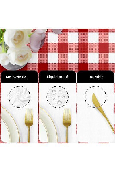 Evim Red Canvas Tablecloth - Liquid Proof and Stain Resistant