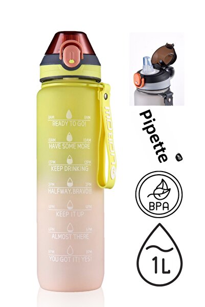Comprox Motivational Luxury Water Bottle 1LT Water Bottle with Straw 1000ml HQ POLYCARBON Sports Gym Water Bottle BPA Free