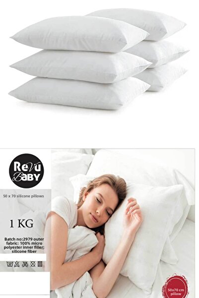 RevuBaby 50x70 Perna din silicon Perna de familie Microfibra Antialergica 950gr 6 Bucati