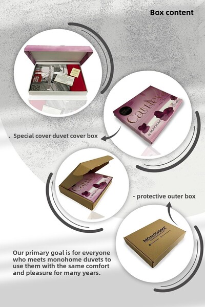 PerlaSera Double Duvet Cover Set Dense Weave Cotton Satin 3D Special Design Luxury Pink