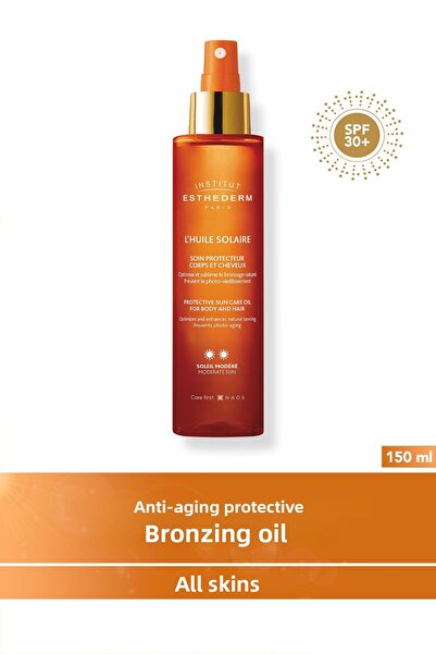 Institut Esthederm Sun Oil Moderate Sun Photo Anti-Aging SPF30 Sunscreen Bron...
