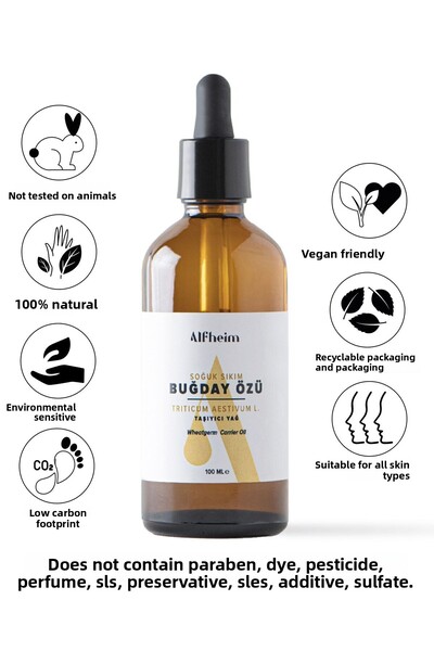 Alfheim Fixed Oil - Wheat Essence Carrier, Aromatherapy Carrier, 100 ml