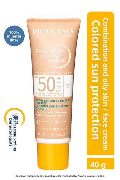 Bioderma واقي شمسي زيتي ملون فاتح بعامل حماية من الشمس 50+ - 40 مل، تأثير خافي للعيوب