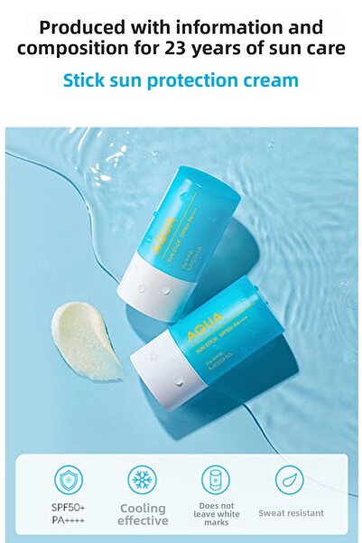 Missha Sunscreen - Intensive Moisturizing, Water Resistant Stick, All Around Safe Block, Aqua Sun Stick Spf50+Pa++++