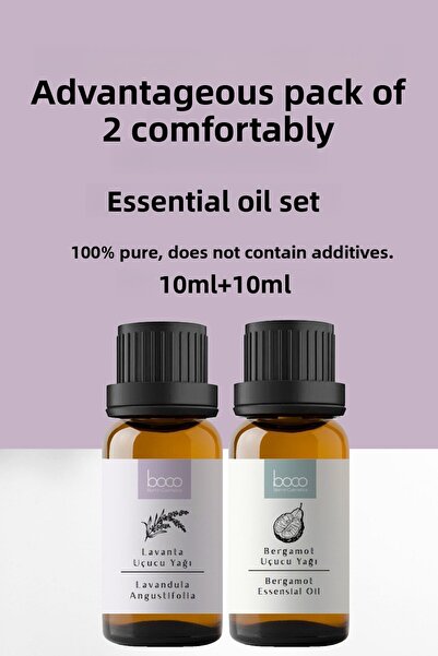 Boco Nature عبوة من قطعتين من زيت اللافندر والبرغموت - زيت عطري نقي 100% مضاد...