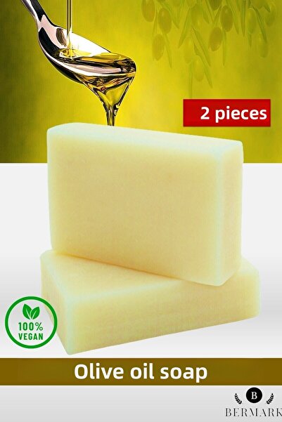 bermark زيت نباتي وجلسرين، صابون نباتي أبيض بزيت الزيتون، نباتي 2 قطعة 2x100 ...