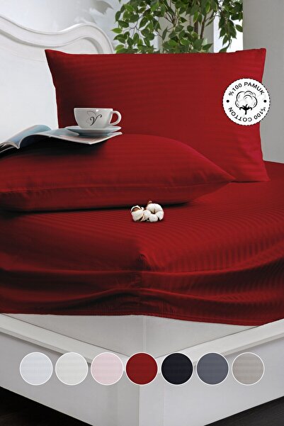 Vionel Home 100% Cotton Striped Cotton Satin Single / Double Size Fitted Sheet Set | 100X200Mm | 160 X 200 | 180 X 200