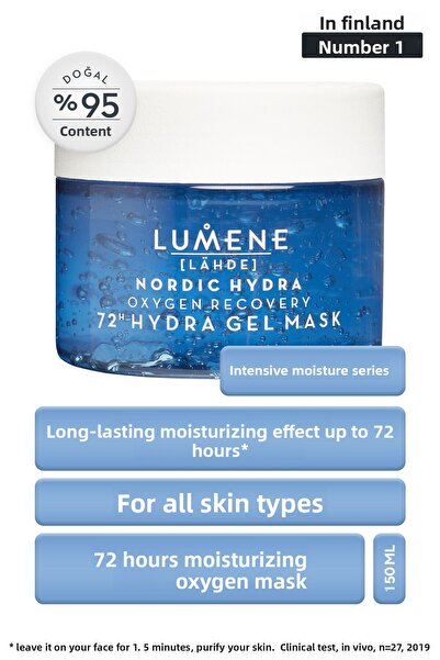 LUMENE قناع الأكسجين الفعال المرطب لمدة 72 ساعة، 50 مل، لجميع أنواع البشرة