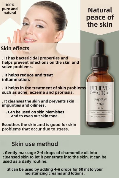 Believe Your Aura Chamomile Skin and Hair Care Set 100% Pure and Natural Chamomile Oil Chamomile Water and Skin Liquid Soap