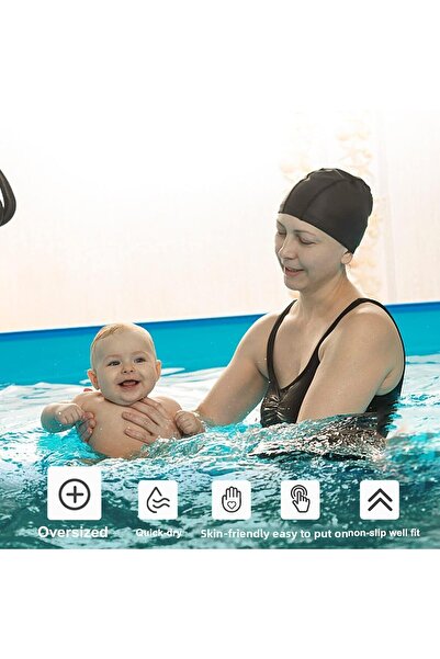 MUBX 4 bucăți șapcă neagră din pânză din lycra șapcă de piscină șapcă de înot de mare