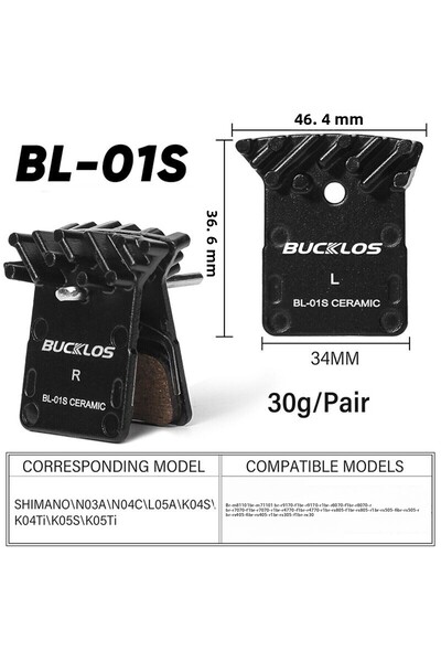 BUCKLOS BL-01S-1PC وسادات فرامل سيراميك للدراجات الجبلية وسادات أقراص فرامل ه...