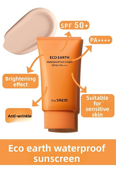 THE SAEM واقي شمسي مقاوم للماء 50 جرام - كريم إيكو إيرث المقاوم للماء بعامل ح...