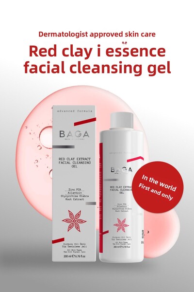 Baga مستخلص الطين الأحمر - غسول منظف للوجه للبشرة الدهنية والمعرضة لحب الشباب