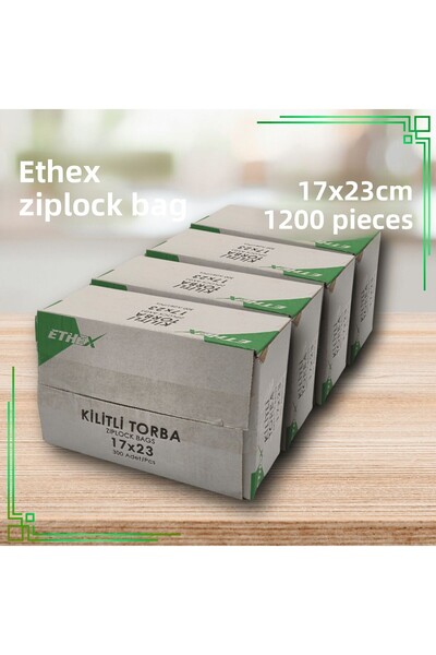 Ethex كيس زيبلوك مخطط أحمر مقاس 17 × 23 سم 1200 قطعة (4 صناديق) - متوافق مع ا...